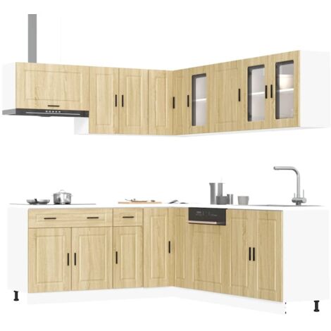 vidaXL 11 Piece Kitchen Cabinet Set Porto Sonoma Oak Engineered Wood