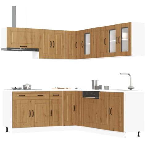 11 Piece Kitchen Cabinet Set Kalmar Artisan Oak Engineered Wood vidaXL