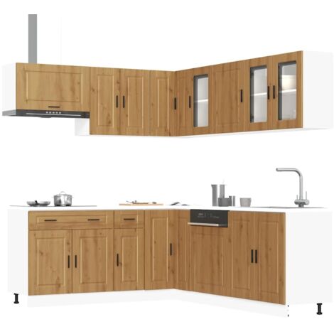 11 Piece Kitchen Cabinet Set Porto Artisan Oak Engineered Wood vidaXL