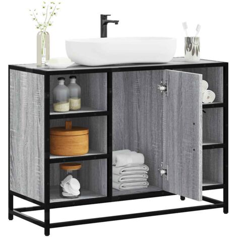 Bathroom Sink Cabinet Grey Sonoma 80x33x60 cm Engineered Wood vidaXL (1/5)