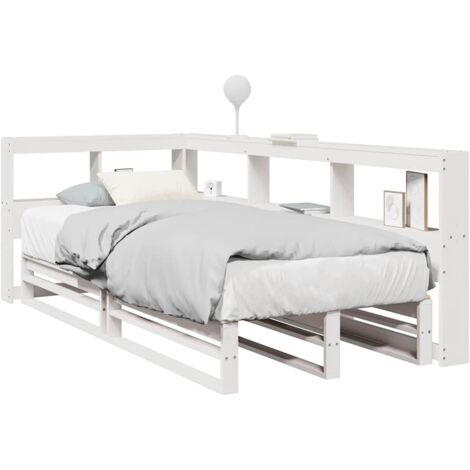 Bookcase Bed without Mattress White 90x190cm Solid Wood Pine vidaXL (1/5)