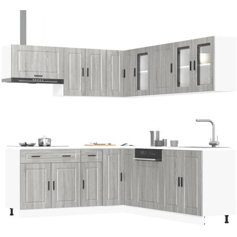 11 Piece Kitchen Cabinet Set Porto Grey Sonoma Engineered Wood vidaXL