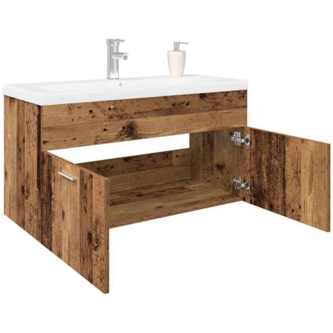 Sink Cabinet with Built-in Basin Old Wood Engineered Wood vidaXL