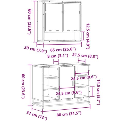 2 Piece Bathroom Furniture Set Black Engineered Wood vidaXL