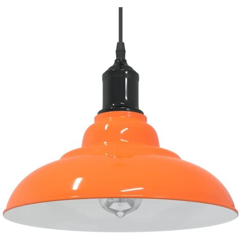 Pendant Lamp Height Adjustable E27 Gloss Orange Ø 31 cm Metal vidaXL (1/5)