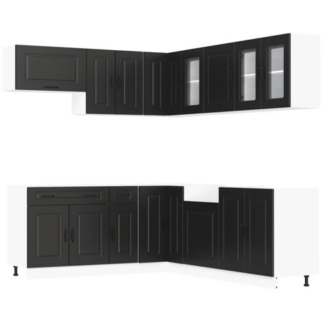 11 Piece Kitchen Cabinet Set Kalmar Black Engineered Wood vidaXL
