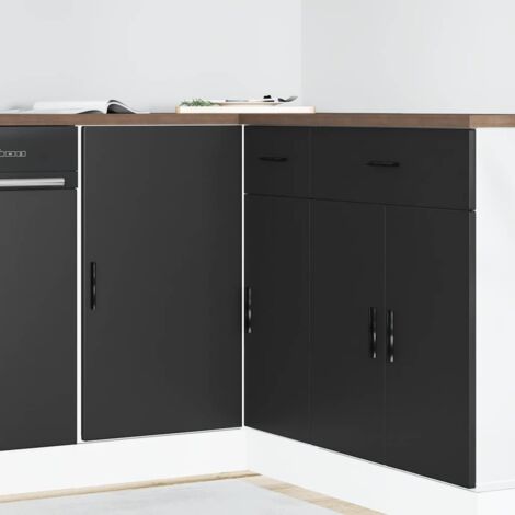 Kitchen Base Cabinet Lyon Black Engineered Wood vidaXL