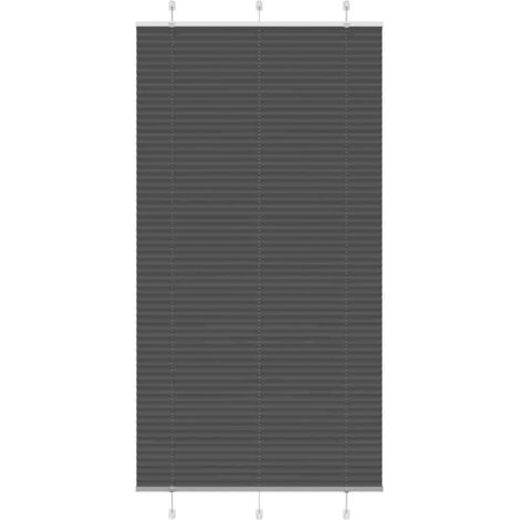 Pleated Blind Black 110x200 cm Fabric Width 109.4 cm Polyester vidaXL (1/5)