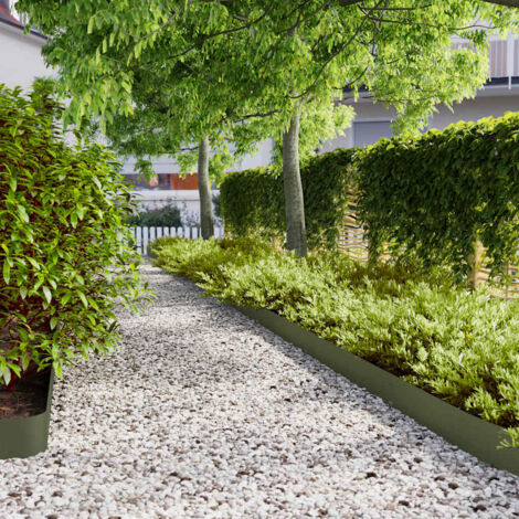 Lawn Edgings 50 pcs Olive Green 15x103 cm Cold-rolled Steel vidaXL