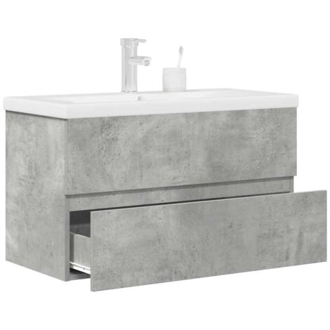 2 Piece Bathroom Furniture Set Concrete Grey Engineered Wood vidaXL