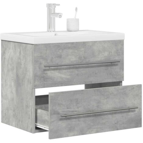 2 Piece Bathroom Furniture Set Concrete Grey Engineered Wood vidaXL