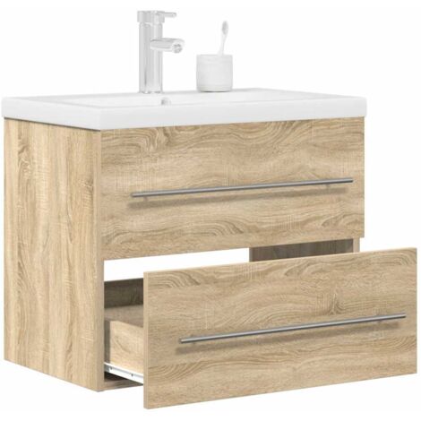 2 Piece Bathroom Furniture Set Sonoma Oak Engineered Wood vidaXL