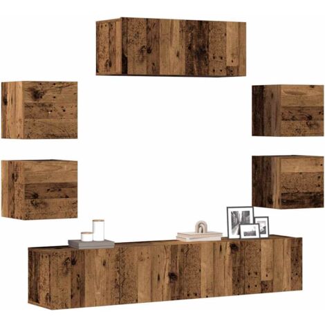 7 Piece TV Cabinet Set Wall-mounted Old Wood Engineered Wood vidaXL (1/5)