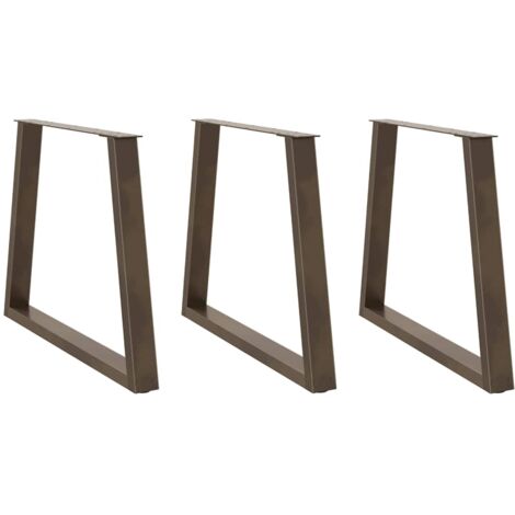 Dining Table Legs V-Shape 3 pcs Natural Steel 80x(72-73.3) cm Steel vidaXL