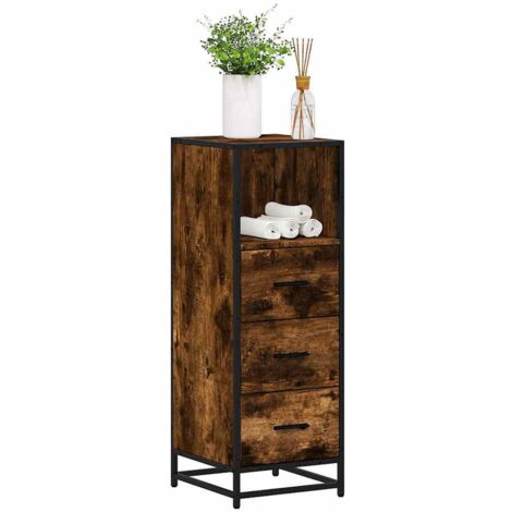 Bathroom Cabinet Smoked Oak 35x37.5x100 cm Engineered Wood vidaXL