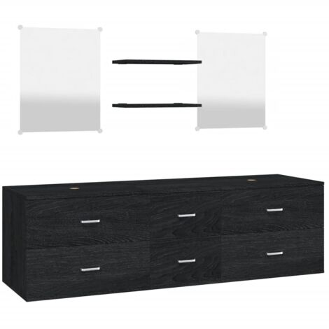 5 Piece Bathroom Furniture Set Black Engineered Wood vidaXL