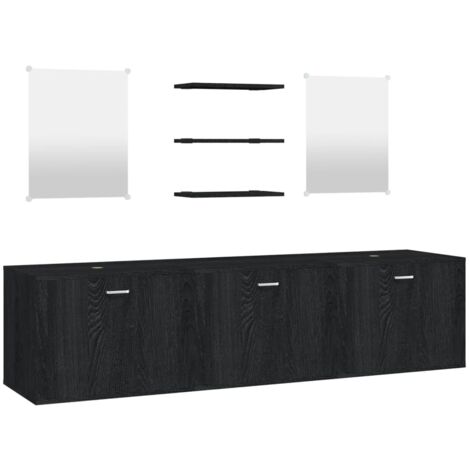 vidaXL 6 Piece Bathroom Furniture Set Black Engineered Wood