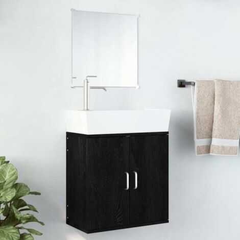 2 Piece Bathroom Furniture Set Black Engineered Wood vidaXL