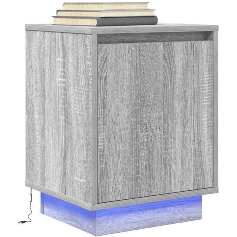 Bedside Cabinet with LED Lights Grey Sonoma 38x34x50 cm vidaXL (1/5)