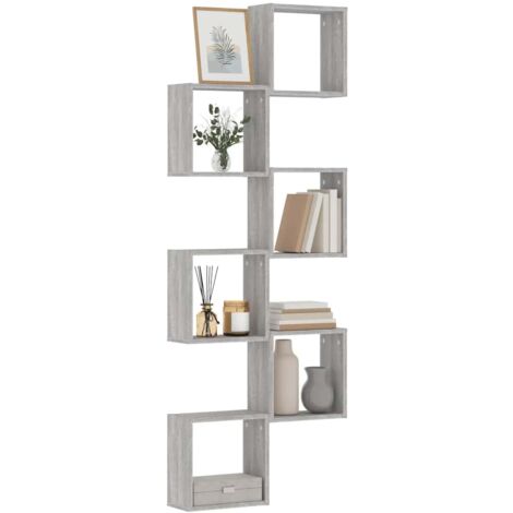 Wall Cube Shelves 6 pcs Grey Sonoma 30x15x30 cm vidaXL