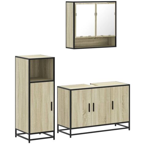 3 Piece Bathroom Furniture Set Sonoma Oak Engineered Wood vidaXL (1/5)