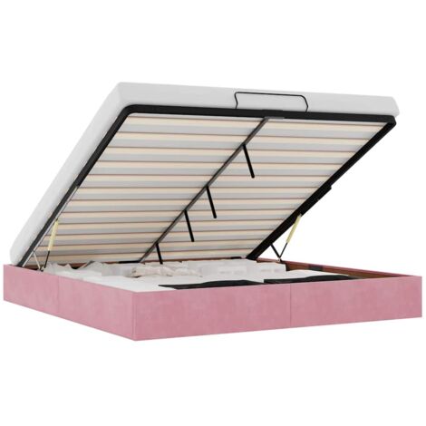 Ottoman Bed Frame No Mattress Pink 200x200 cm Velvet vidaXL