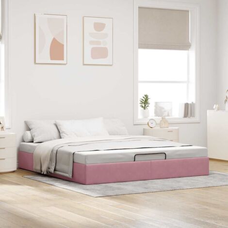 Ottoman Bed Frame No Mattress Pink 200x200 cm Velvet vidaXL