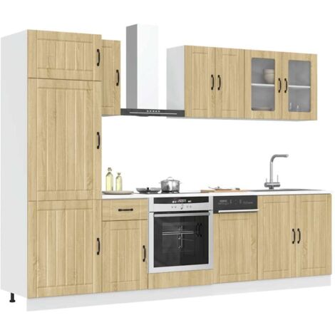 8 Piece Kitchen Cabinet Set Lucca Sonoma Oak Engineered Wood vidaXL