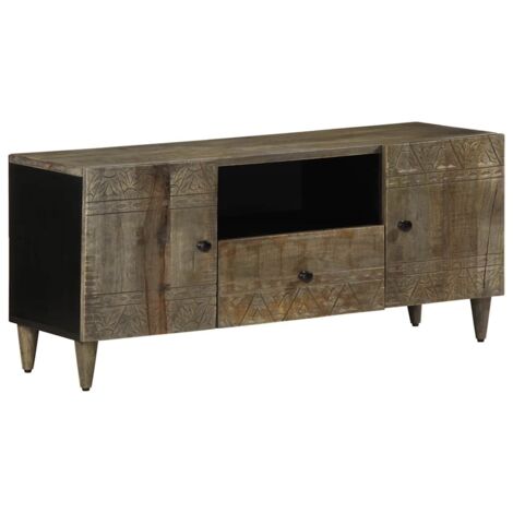 TV Cabinet Light Grey 105x33.5x46 cm Solid Wood Mango vidaXL