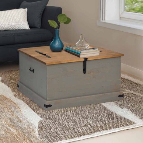 Storage Chest HALDEN Grey 91x91x47 cm Solid Wood Pine vidaXL