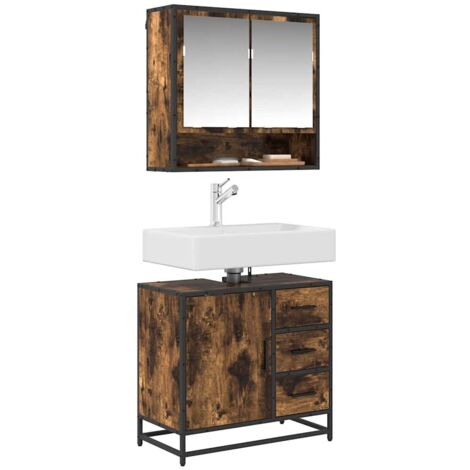 Bathroom Sink Cabinet Smoked Oak 65x33x60 cm Engineered Wood vidaXL