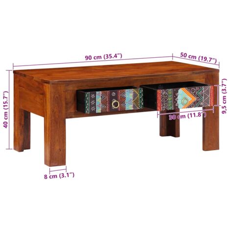 Coffee Table 90x50x40 cm Solid Wood Acacia vidaXL
