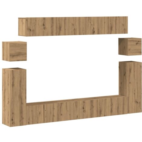 8 Piece TV Cabinet Set Wall-mounted Artisan Oak Engineered Wood vidaXL (1/5)