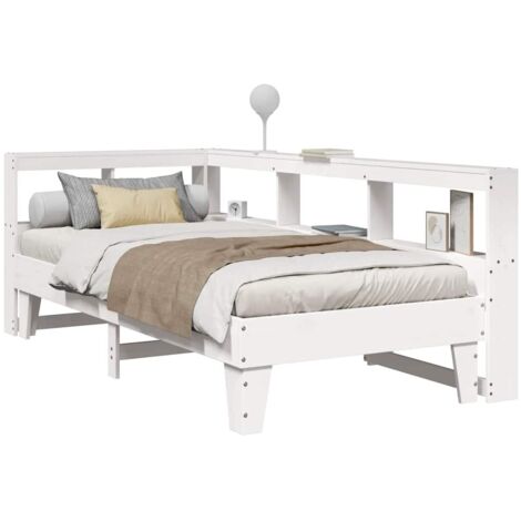 Bookcase Bed without Mattress White 90x200cm Solid Wood Pine vidaXL (1/5)