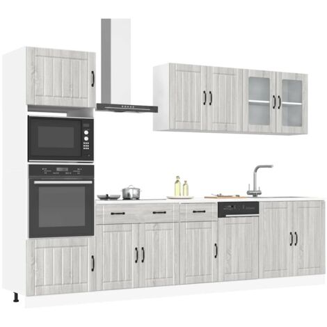 7 Piece Kitchen Cabinet Set Kalmar Grey Sonoma Engineered Wood vidaXL