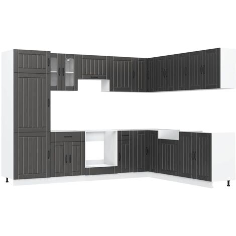 14 Piece Kitchen Cabinet Set Lucca Black Engineered Wood vidaXL
