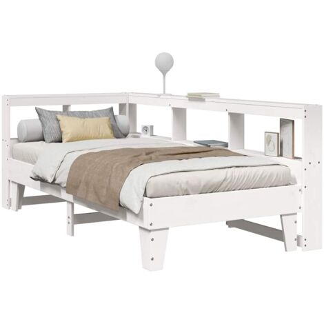 Bookcase Bed without Mattress White 75x190cm Solid Wood Pine vidaXL (1/5)
