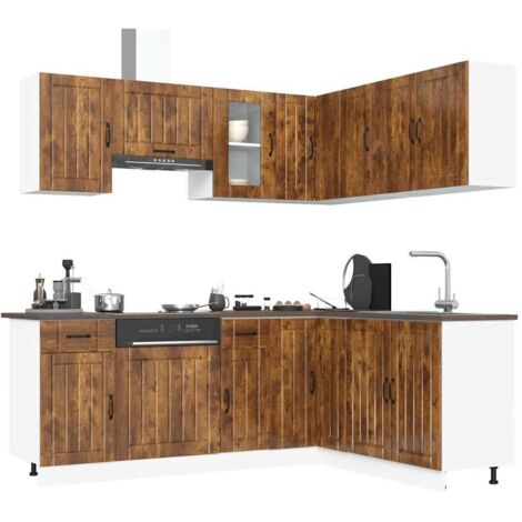 vidaXL 11 Piece Kitchen Cabinet Set Lucca Smoked Oak Engineered Wood