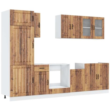 8 Piece Kitchen Cabinet Set Kalmar Old Wood Engineered Wood vidaXL