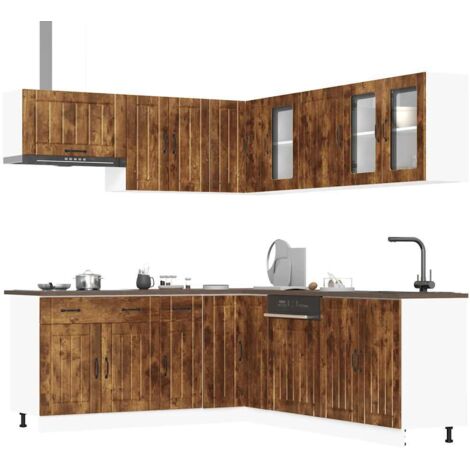 vidaXL 11 Piece Kitchen Cabinet Set Lucca Smoked Oak Engineered Wood (1/5)