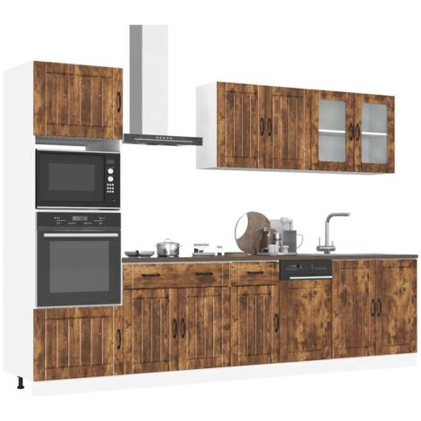 vidaXL 7 Piece Kitchen Cabinet Set Lucca Smoked Oak Engineered Wood