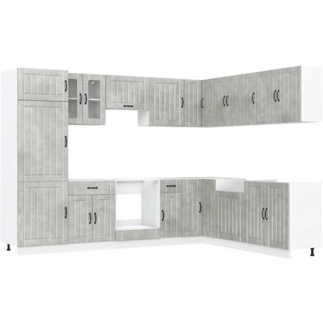 14 Piece Kitchen Cabinet Set Lucca Concrete Grey Engineered Wood vidaXL (1/5)