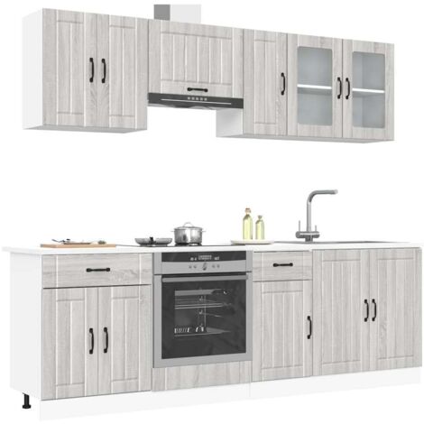 vidaXL 8 Piece Kitchen Cabinet Set Kalmar Grey Sonoma Engineered Wood