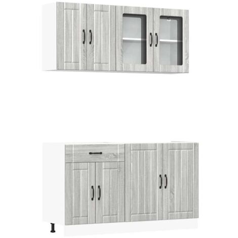 4 Piece Kitchen Cabinet Set Lucca Grey Sonoma Engineered Wood vidaXL