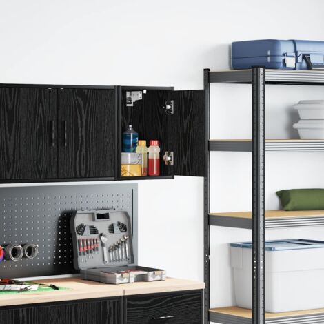 Garage Wall Cabinet Black Engineered Wood vidaXL