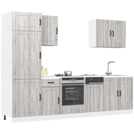 7 Piece Kitchen Cabinet Set Lucca Grey Sonoma Engineered Wood vidaXL (1/5)