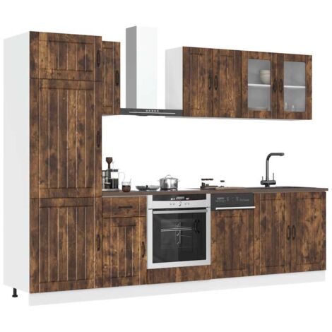 vidaXL 8 Piece Kitchen Cabinet Set Lucca Smoked Oak Engineered Wood
