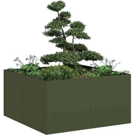 Planter Olive Green 80x80x40 cm Cold-rolled Steel vidaXL