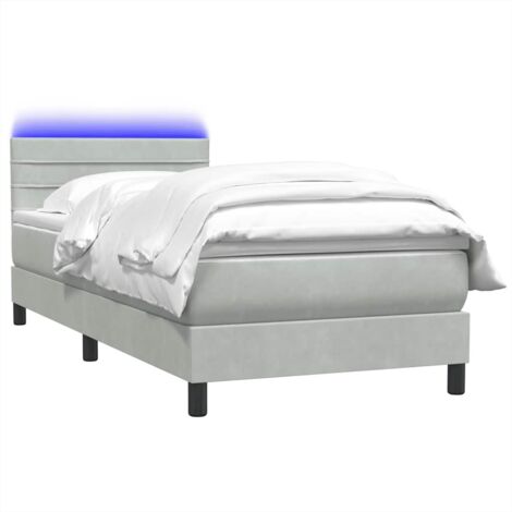 Box Spring Bed with Mattress Light Grey 80x210 cm Velvet vidaXL