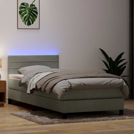 Box Spring Bed with Mattress Light Grey 80x210 cm Velvet vidaXL